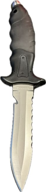 Kniv. Titan Spiss Svart m/stropper